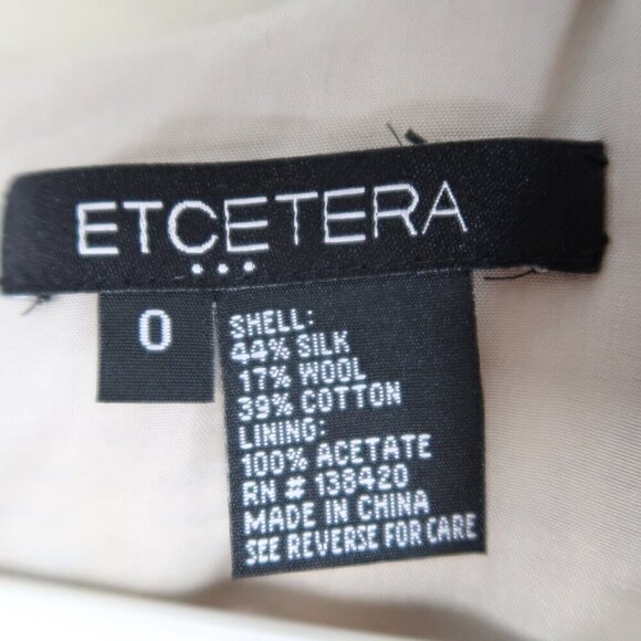 Etcetera Silk Wool Blend Midi Dress Blue Brown A-Line Sleeveless Women's 0 EUC - Picture 8 of 8